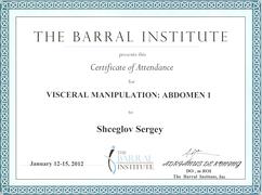 Сертификат по висцеральному массажу — 2012г